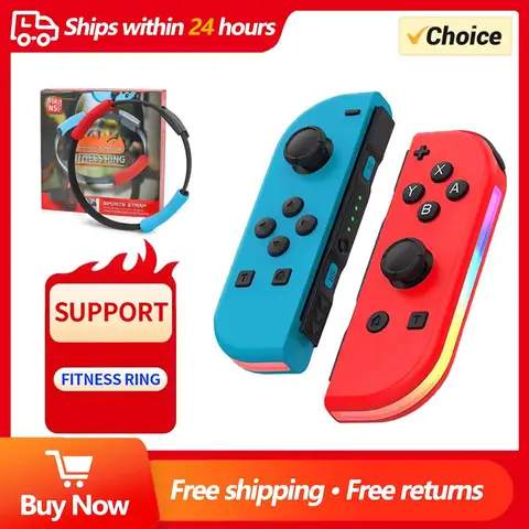 조이 컨트롤러 RGB LED 스위치 L/R 조이패드 Nintendo Switch/Lite/Oled JoyCon 게임 패드 조이스틱 (이중 진동 포함)