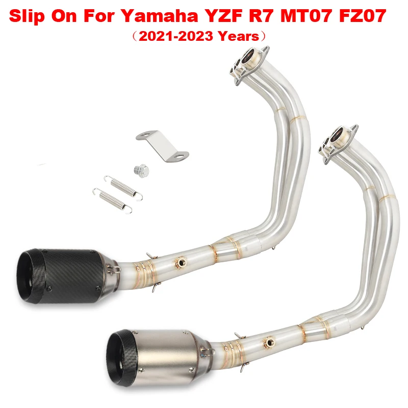 Slip On For Yamaha YZF R7 MT-07 FZ07 2021 2022 2023 Complete Motorcycle Exhaust System Front Link Pipe 51mm Muffler Moto Escape