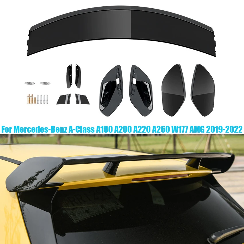 

Rear Trunk Roof Boot Lip Spoiler Wing For Mercedes Benz A Class W177 2019-2022 A180 A200 A220 A250 A260 A35 A45 AMG Tuning Black