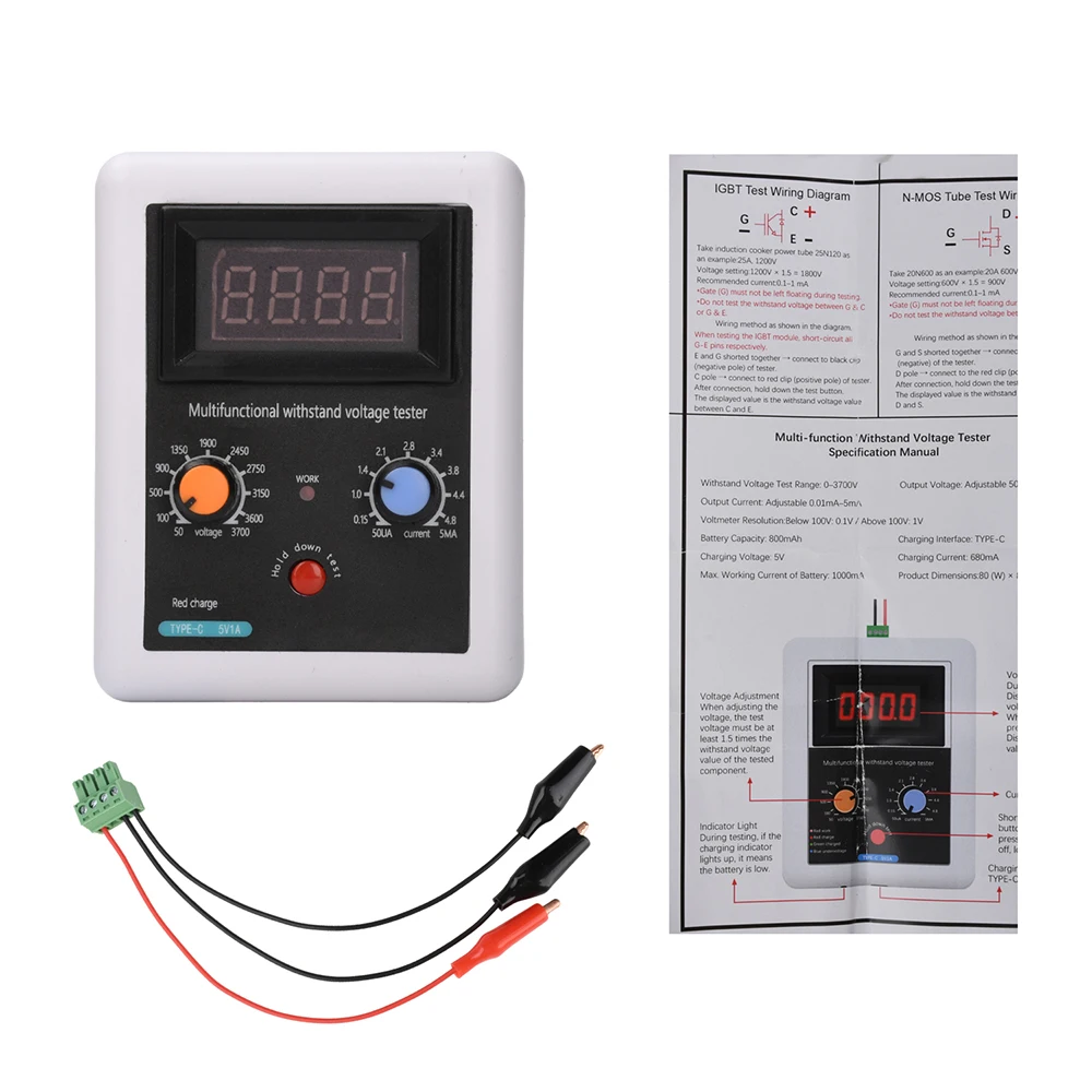 ZFX-G0702 Multifunction Transistor Tester, 0–3700V IGBT and MOSFET Diode Withstand Voltage Tester, Type-C Interface