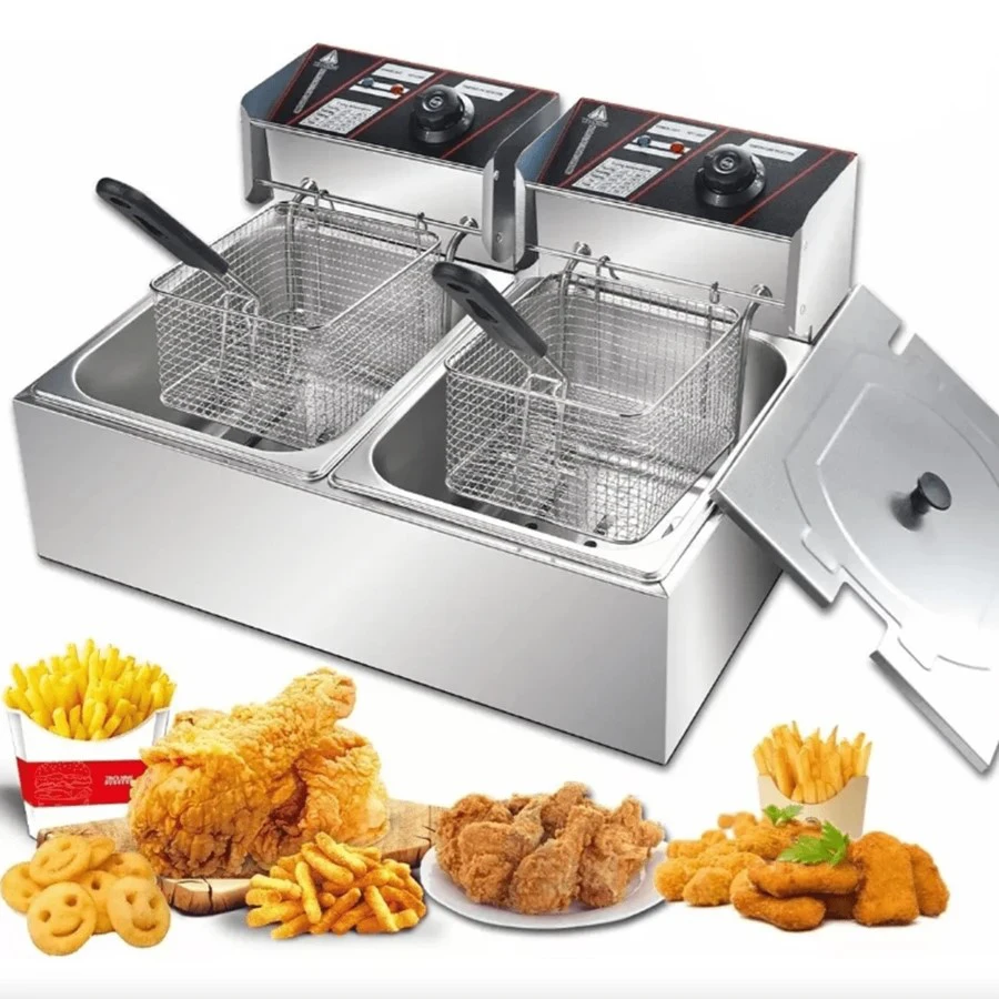 12l Tisch fritte use mit großem Fassung vermögen und abnehmbarem Doppel korb, Doppel fritte use aus Edelstahl für Küche, Restaurant und gewerbliche Nutzung