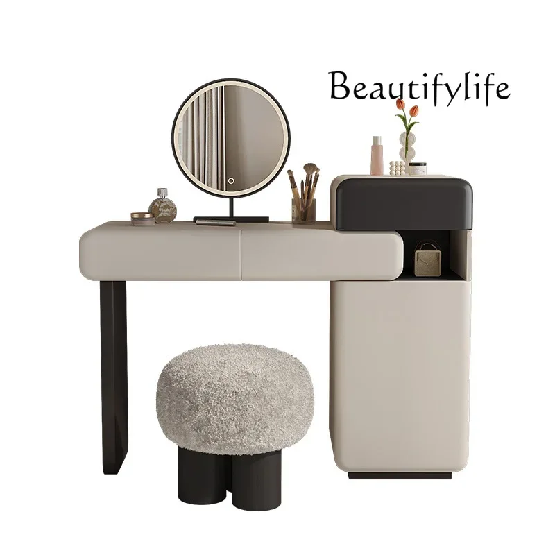 

a Solid wood dresser bedside table integrated small apartment master bedroom new minimalist makeup table