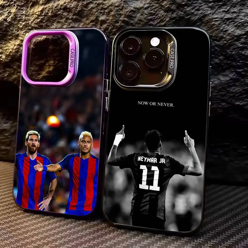 

Cool Football For N-NeYmAr Phone Case For iPhone17,16,15,14,13,12,11 Plus,Pro Max Colored Silver Plated Inside Cover