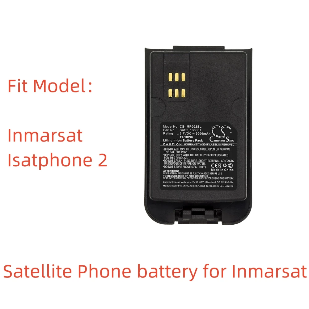 

Li-ion Satellite Phone battery for Inmarsat,3.7V,3000mAh,Isatphone 2