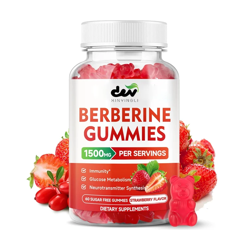 Berberine Gummies Contain Ceylon Cinnamon As An Efficient HCL Supplement for Immune Support, Sugar Free, Strawberry Flavored,