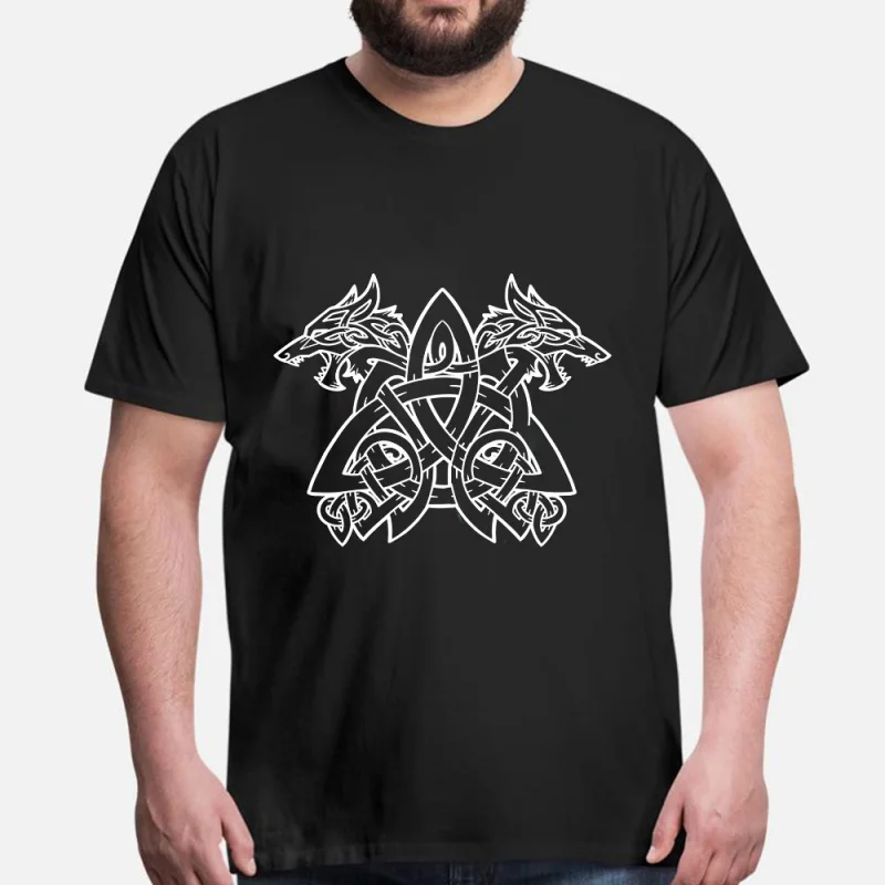 

0415 Fenrir wolf Gift T-Shirt for men Viking Runes Norse Myths Graphic clothes 100% cotton printed Tee All size tops S-6XL