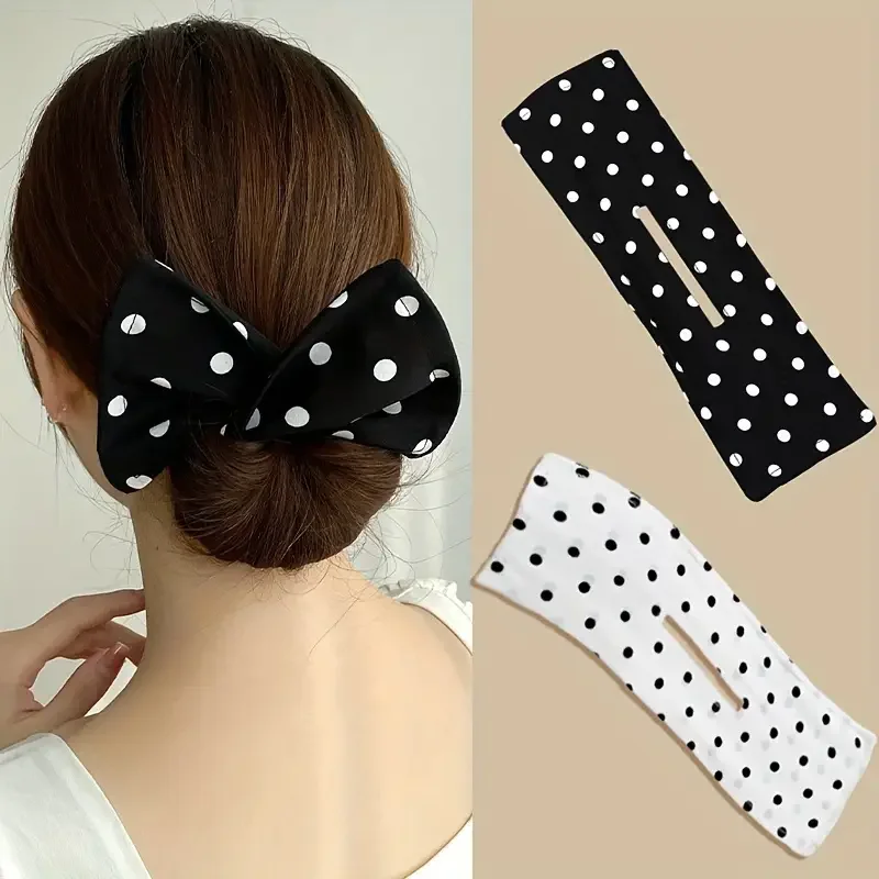 Solid color polka dot twist hair clip for women elegant hairband lazy Fashion hair curler Hair accessories image 6