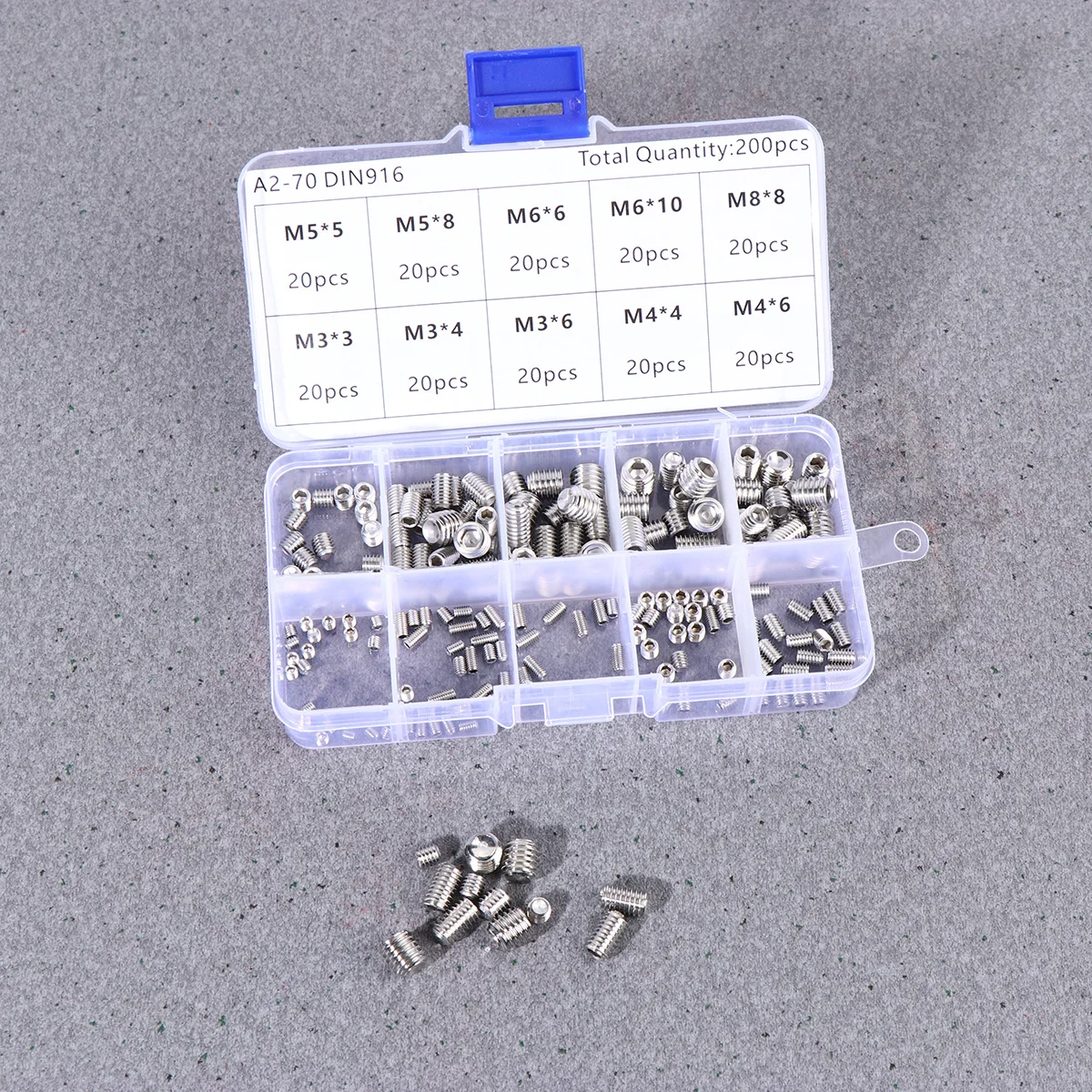 

200Pcs M3-M8 304 Hexagon Socket Set Screws Knurled Cup Point Resists Loosening High Vibration Silver Grub Screw