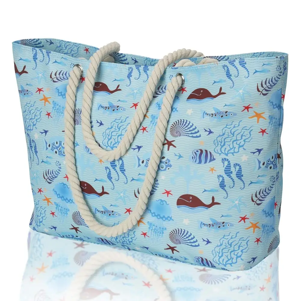 

Пляжные сумки для женщин, очень большая пляжная сумка-тоут с верхней молнией, 3 внутренними карманами, водонепроницаемая, защищенная от песка, сумка для бассейна | Дополнительный