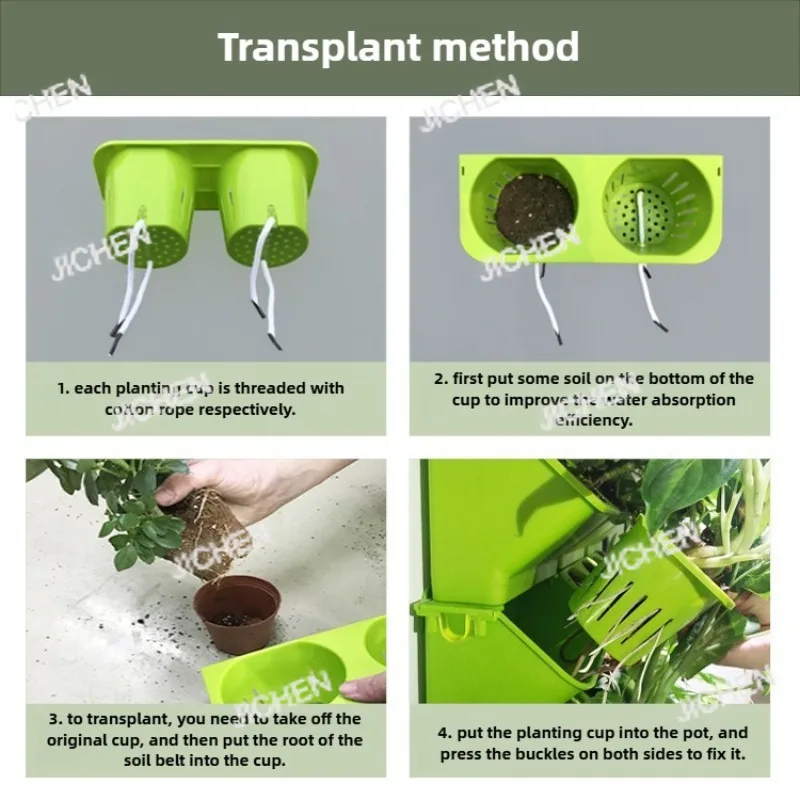 

4PCS Flower Pots Wall Hanging Planters Stackable Planter Garden Plastic Pots Vertical Succulents Plant Home Balcony Decoration