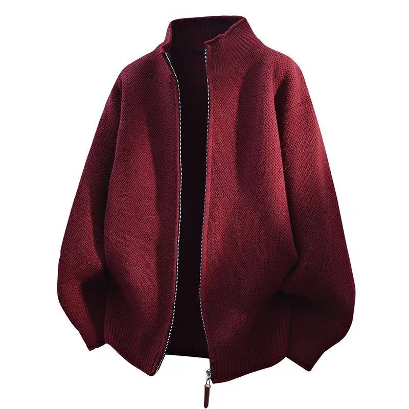 

Spring Men's Knitted Sweater Casual Pure Color Simple Faion Outerwear Zipper Closure Polyester Fiber Long Sve Regular Fit