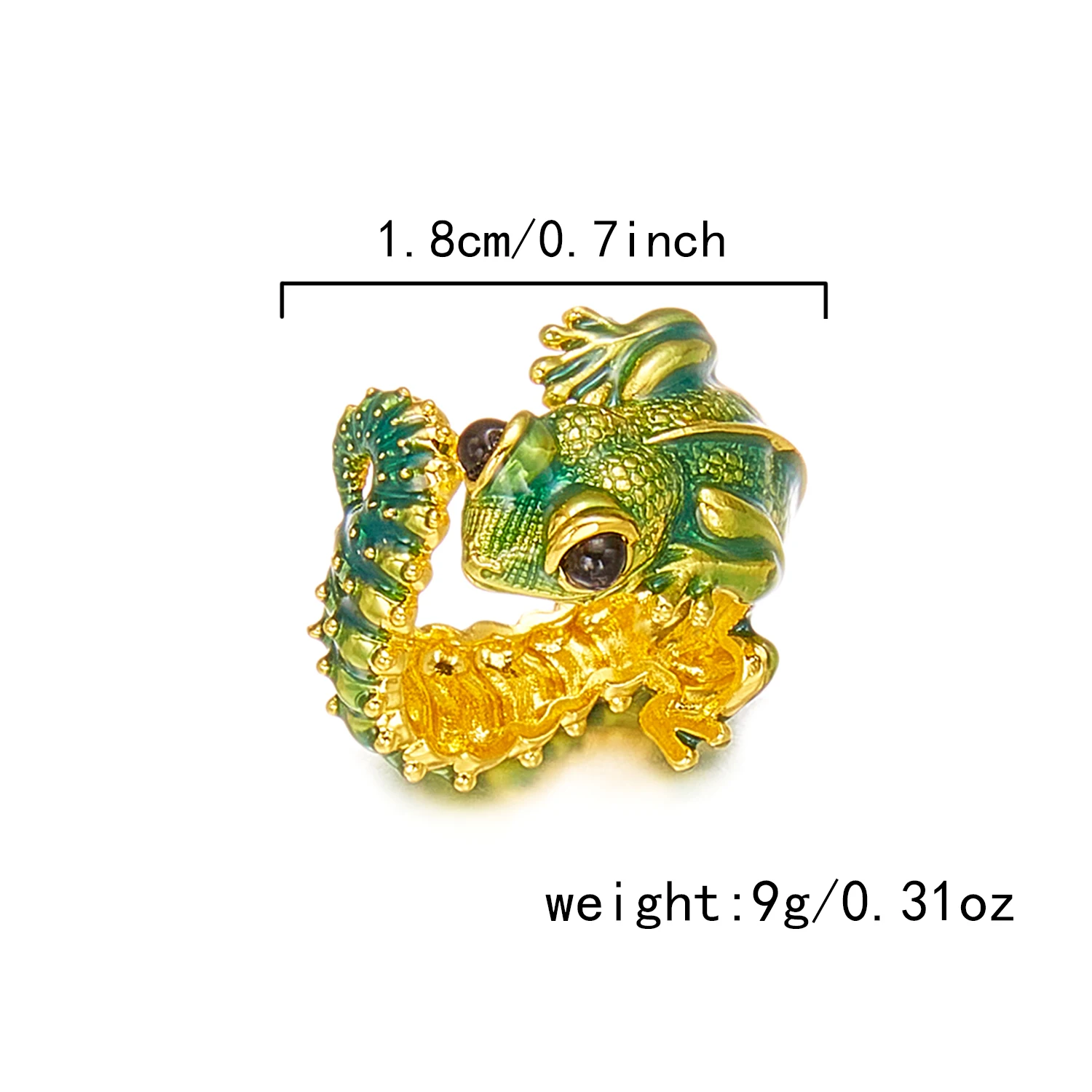 Kreativer Strandstil-Ring in Rochenform in Goldfarbe für Frauen, Boho Meerestier Grüner Eidechsen-Ring, Party-Schmuck-Accessoire – Detail 6