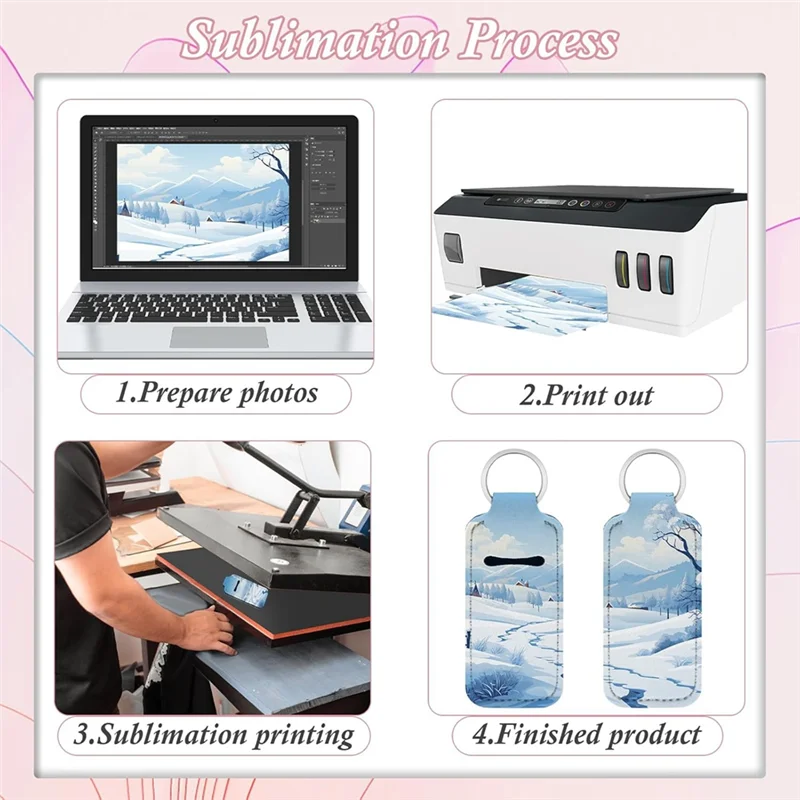 

THIVN-60Pcs Sublimation Chapstick-Holder Blanks, Bulk Neoprene Lip Balm Holder Keychain, DIY Sublimation Blanks