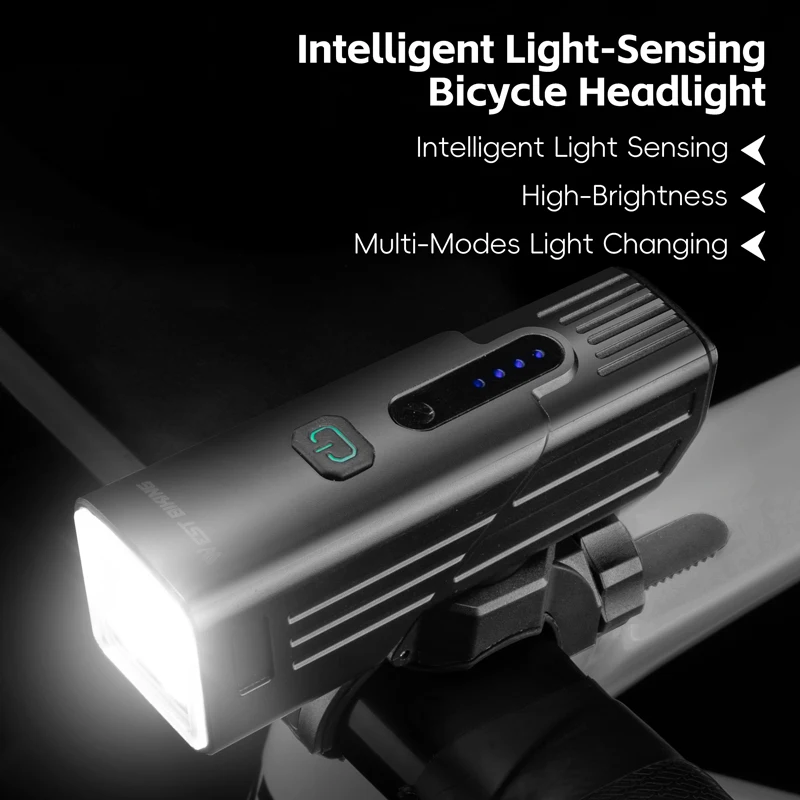 

Smart Light-Sensing Bike Headlight Waterproof High-Brightness 5-Mode Front Light for MTB Highway Cycling Bicycle Accessories