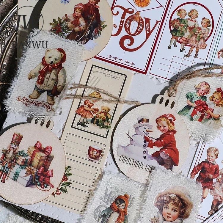 JIANWU Vintage Christmas Santa Tree Gifts Landscaping Material Collage Transfer Sticker Creative Journal Scrapbooking Stationery