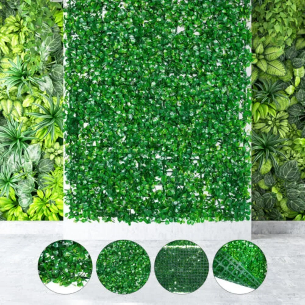 Paquete de 12 paneles de seto de boj Artificial, decoración de pared de valla verde reciclable para exteriores, suministros para jardín, boda y fiesta