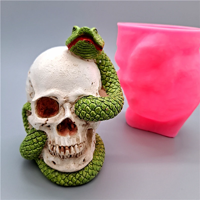 3D Snake Head Ghost Silicone Mold Gypsum Resin Candle Concrete Crystal Dropper Mold DIY Handmade Crafts