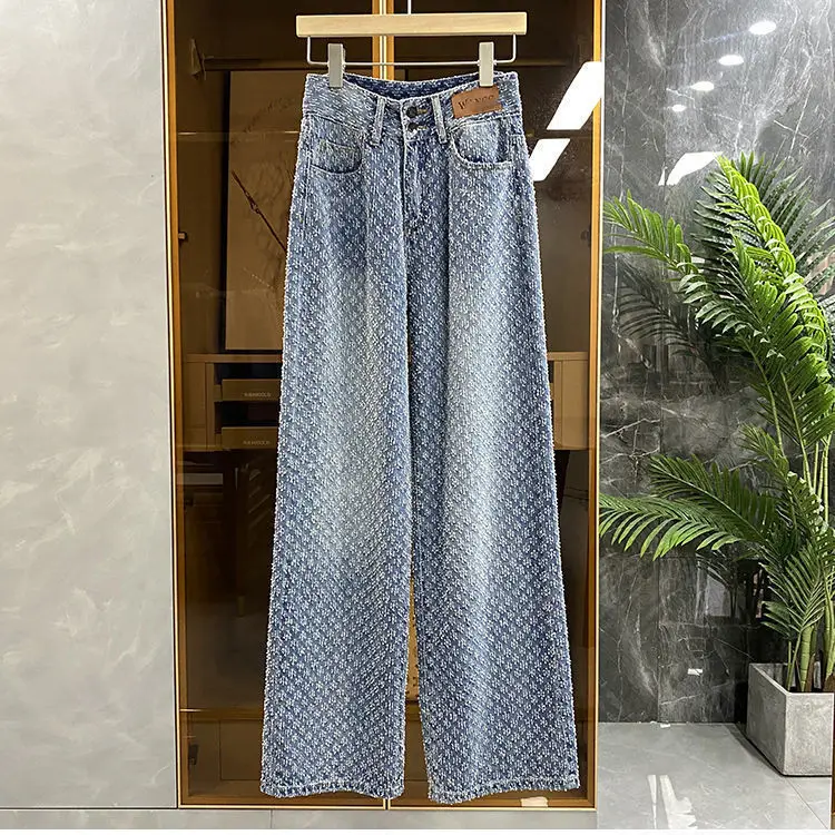 Women Clothing 2022 Spring Autumn Straight Leg Jeans Women New Design Sense for Women Loose Fitting High Waisted Wide Leg Pants