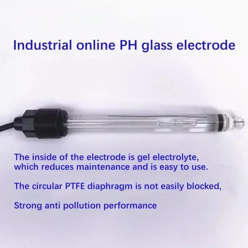 Industrial on-line high temperature PH glass electrode, strong acid and strong base PH electrode, corrosion resistant PH probe