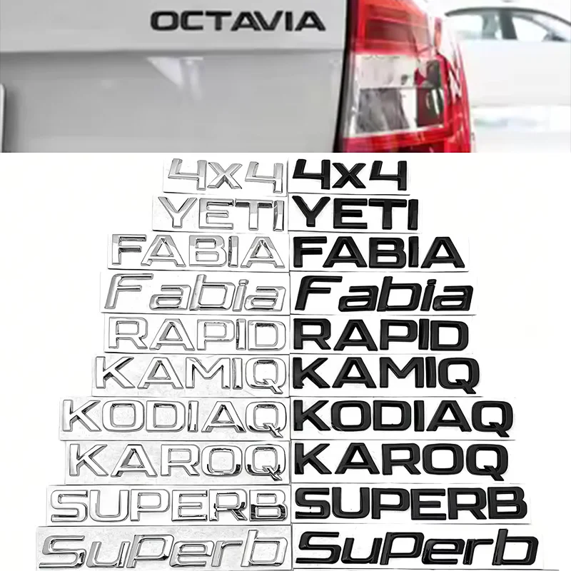 

Car fender trunk rear logo sticker suitable for Skoda Octavia Superb RAPID FABIA KAMIQ KAROQ KODIAQ YETI 4X4 auto accessories