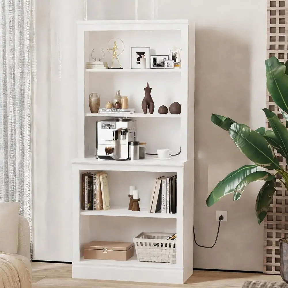 

Multi-Depth Solid Wood Bookcase, 5-Shelf Storage, 33in Tall, Ideal for Living Room, Kids Room, Bedrooms, Small Spaces