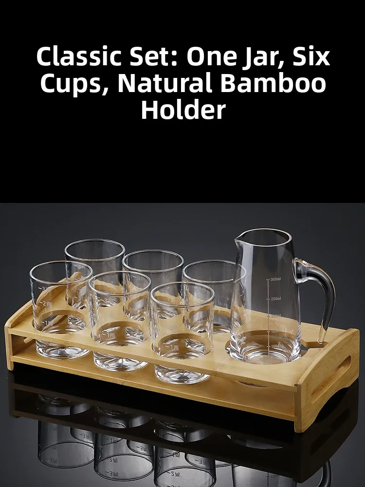 Large Size Glass Whiskey Cup Set with Scale Home Use Liquor Utensils Wine Pot Set Creative Luxury Flowers Chinese Style
