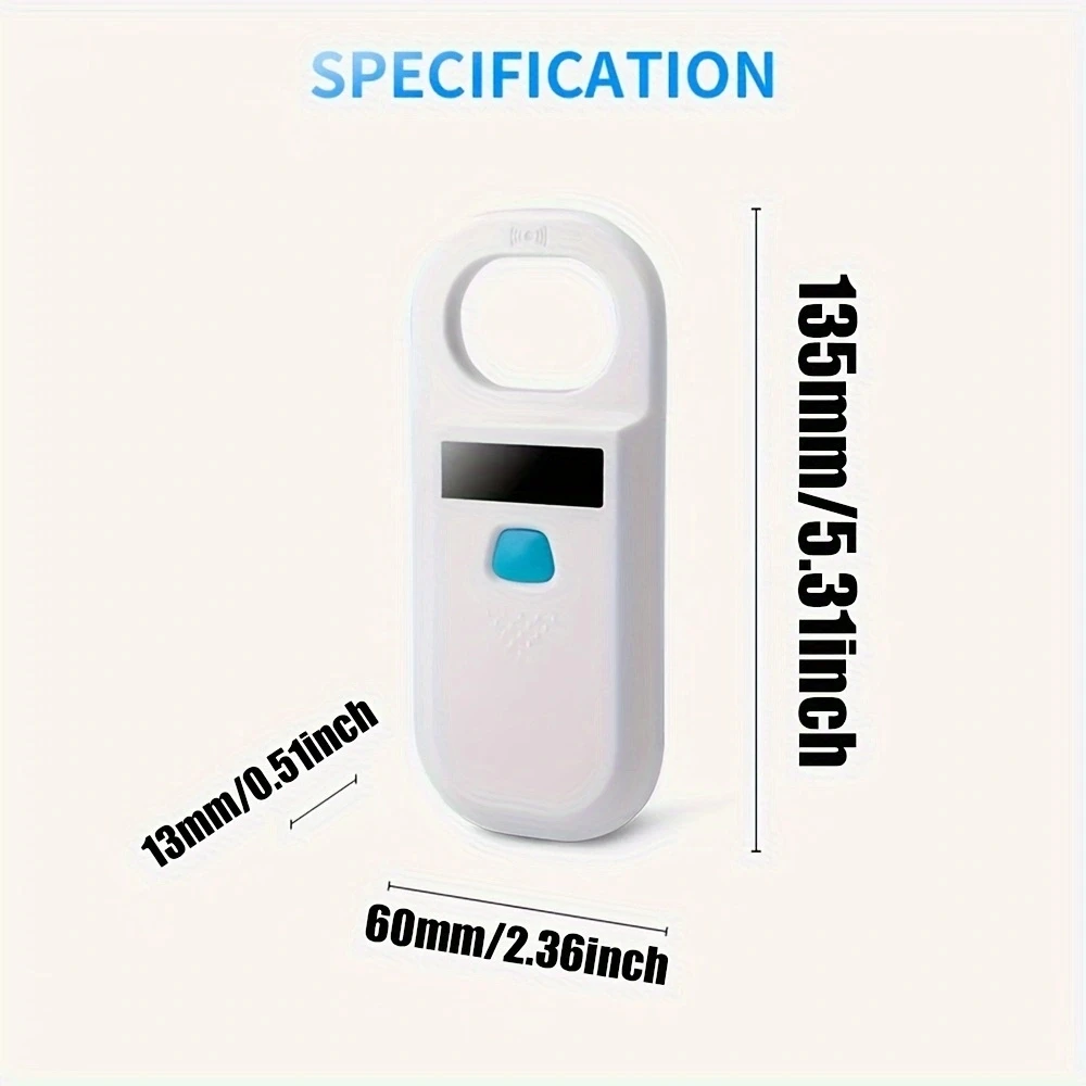 Portable Animal Tag Reader RFID 134.2Khz/125Khz EMID Pet Chip Scanner USB 128 Datas Storage Capacity Pet Microchip Reader