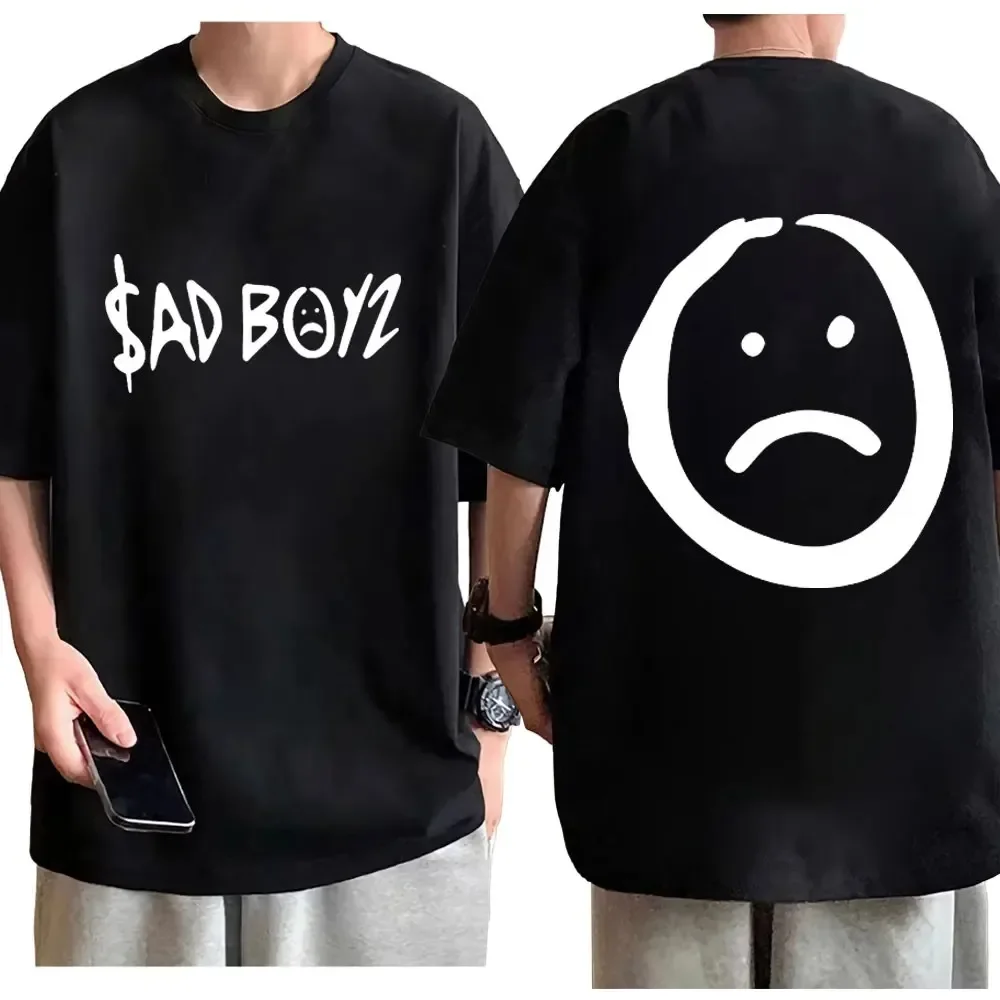 Singer Junior H Sad Boyz Double Sided Print T-shirt Harajuku Hip Hop T-shirts Men Women Fashion Casual Cotton T Shirts