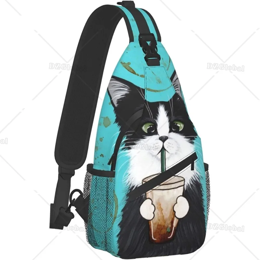 Cat Sling Backpack Unisex Chest Bags Crossbody Travel Hiking Daypack for Women Men Shoulder Bag