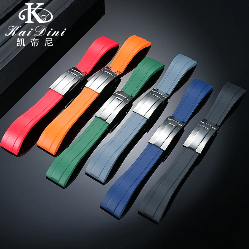 20/21/22mm Curved End Link Fit For TUDOR Strap M79360 M79363 Rubber Watchband Accessories with stainless steel Connection