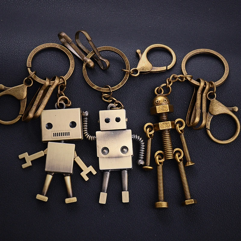 Girl Cute Cartoon Animal Robot Key Chain Brass Decor Women Keychain Bag Pendant Charm Creative Key Ring Lovers Best Gift Jewelry