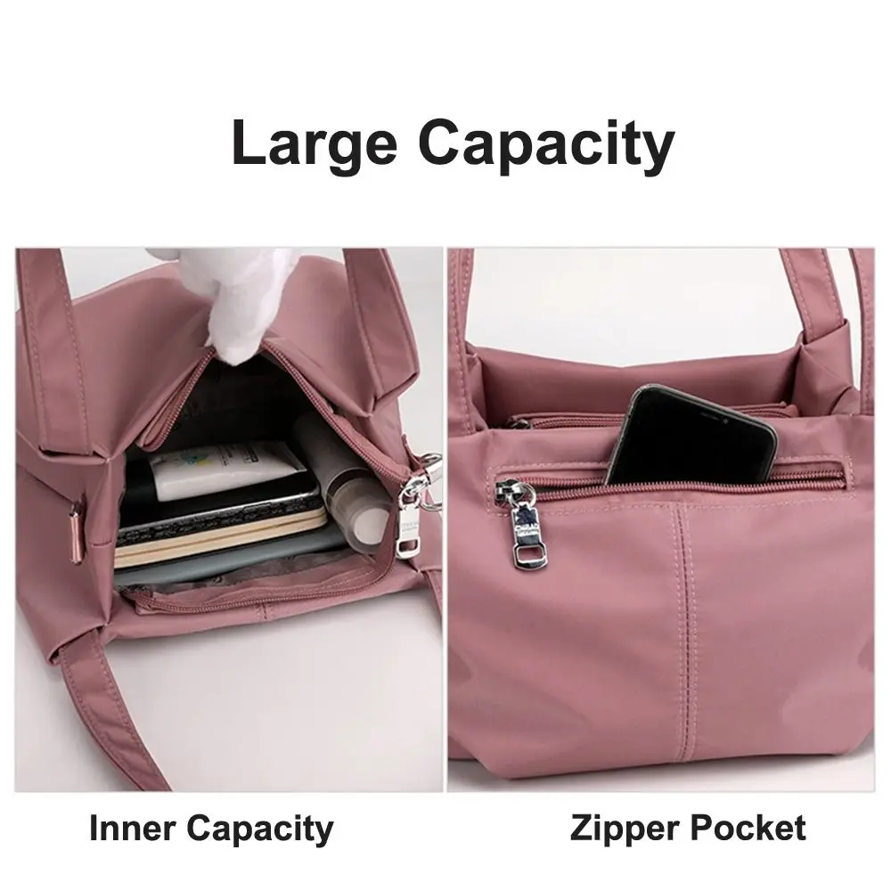 Nylon Shoulder Bag Fashion Solid Color Casual Underarm Bag Large Capacity Waterproof Lightweight Crossbody Bag Women Girls