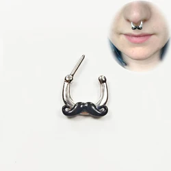 1 Piece Punk Black Mustache Hoop Nose Ring Stud clicker Moustache Piercing Septum Clickers Nose Stud Rings Body Piercing Jewelry
