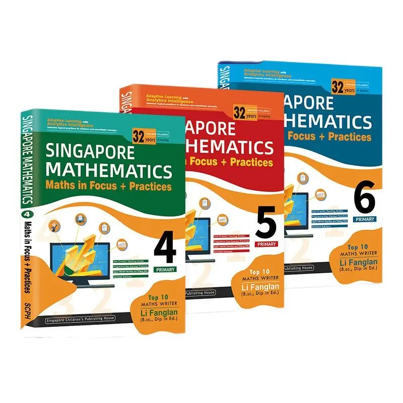 3pcs/Full Set Grade 4-6 Singapore Mathematics Math in Focus+Practices Free Mock Practice Papers Strengthen Math For Children