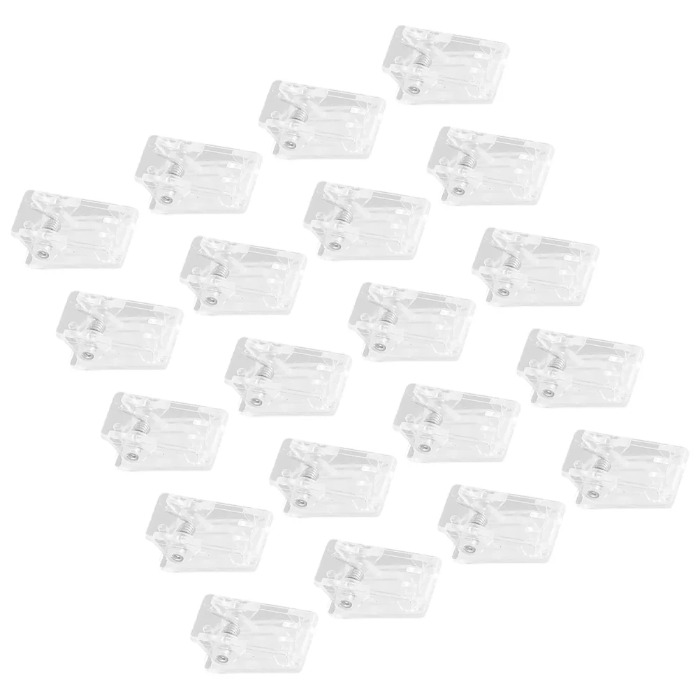 20 Pcs Transparent Photo Folder Wall Clips for Hanging Plastic Badge Adhesive Small Clear Documents