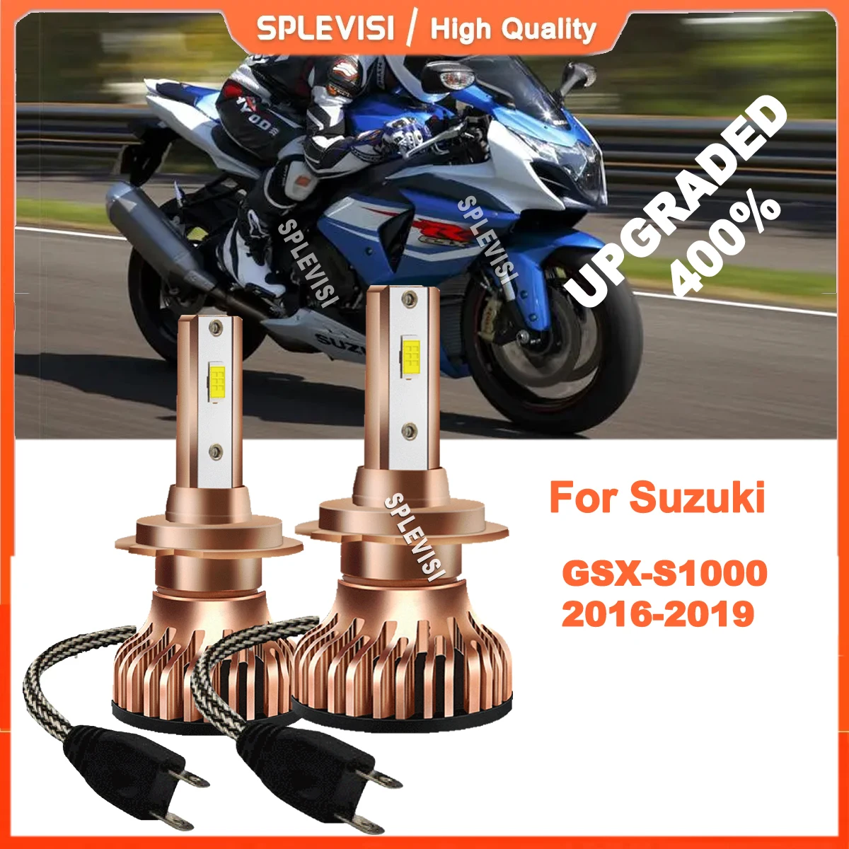 

2x Motorcycle H7 LED White Headlight Bulbs with Fan CSP Chip 6000K For Suzuki GSX-S1000 2016-2019 GSX-R1000 2003-2008