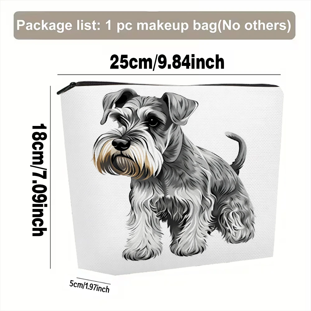 Schnauzer Dog Art Print Design Makeup Bags for Girls Cosmetic Pouch Toiletry Bag Pencil Case Travel Storage
