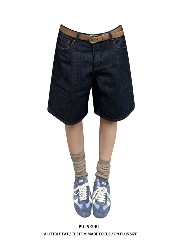 

Loose High Waist Wide Leg Jeans Women's Summer New Style American Retro Washed Straight Cut Five-Point Pants Casual High Waist
