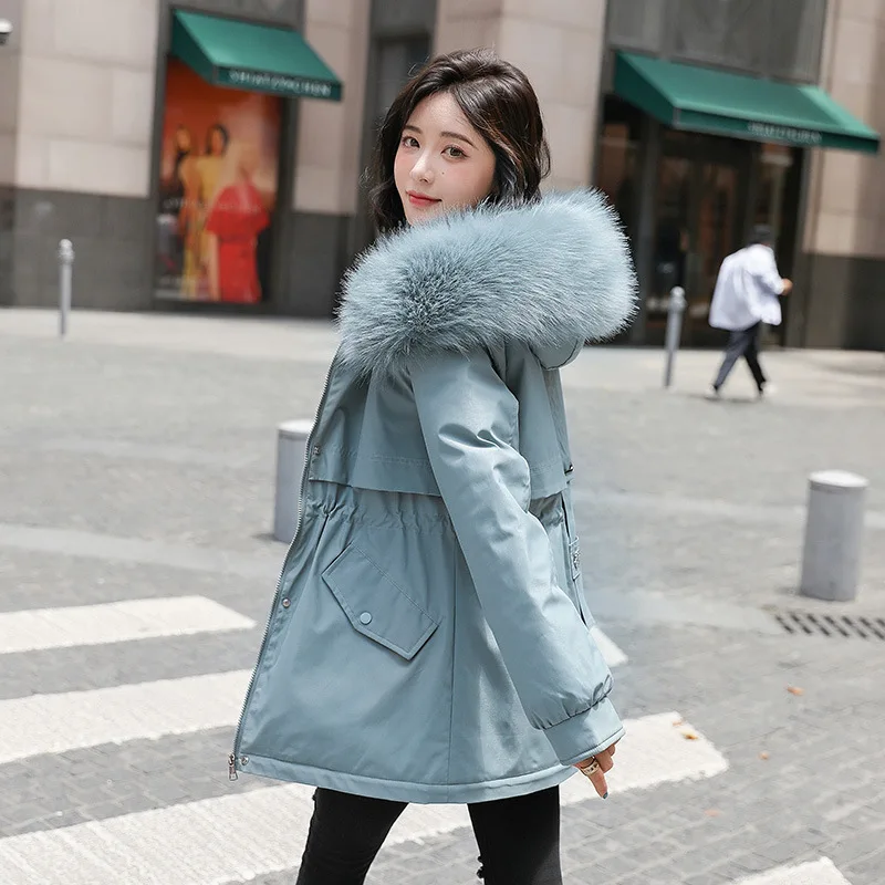 2023 New Autumn and Winter Loose Cotton Clothes Women's Winter Coats Mid-length Hooded Fur Collar Pie To Overcome