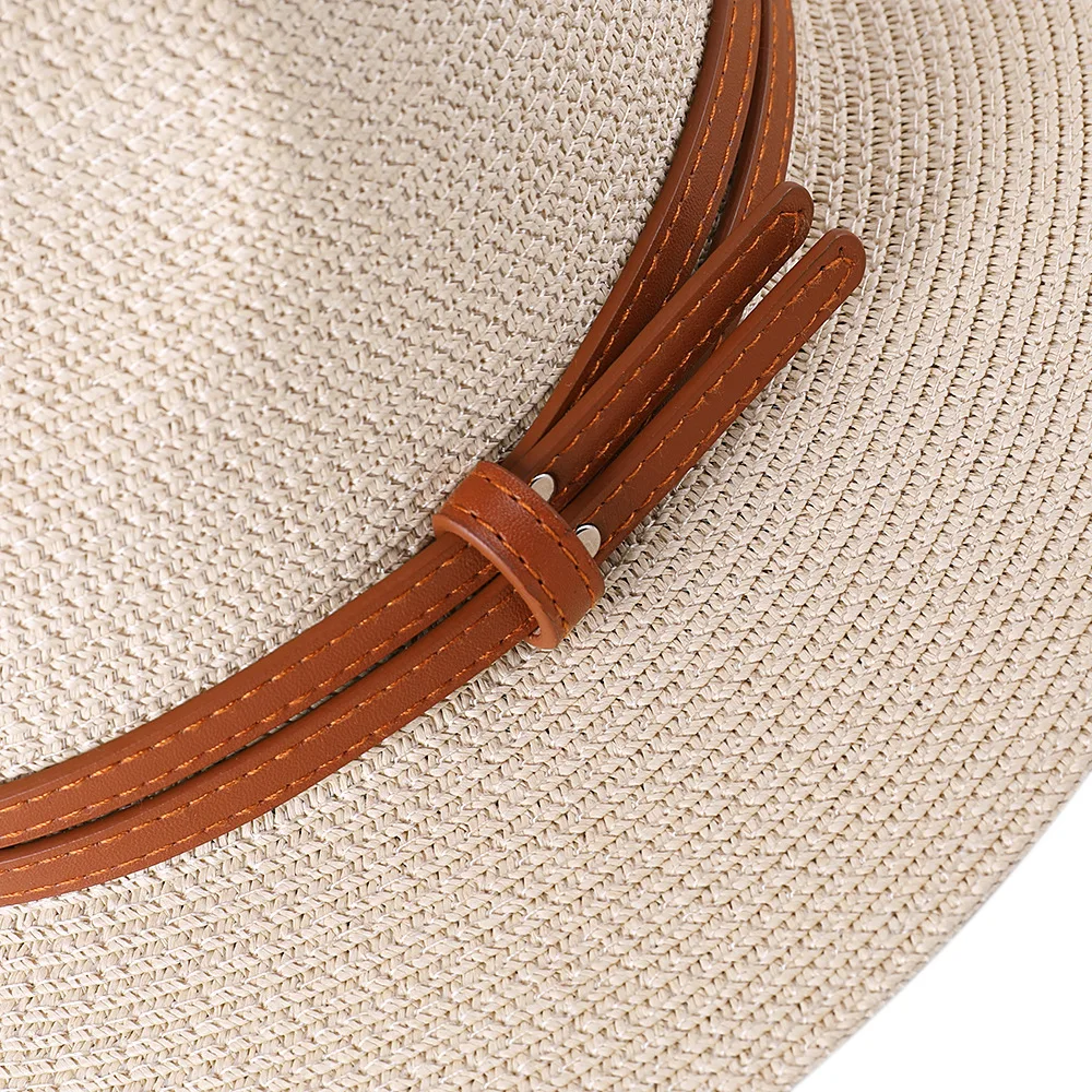Große Größe 56-58 59-60 cm Neue Natürliche Panama Stroh Hut Sommer Männer Frauen Breite Krempe strand UV Schutz Fedora Sonnenhut Großhandel – Detail 25