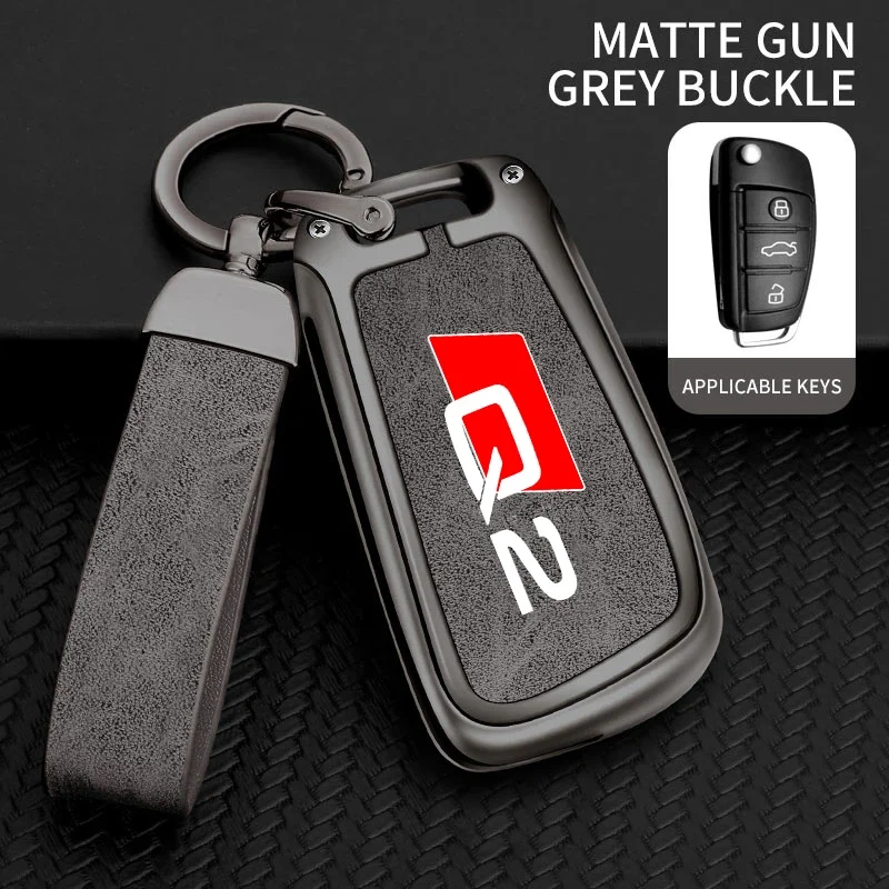 Zinc Alloy Style Car Key Case Cover Shell For AUDI Q2 SQ2 2016 2019 2020 2022 Remote Control Protector Keychain Auto Accessories