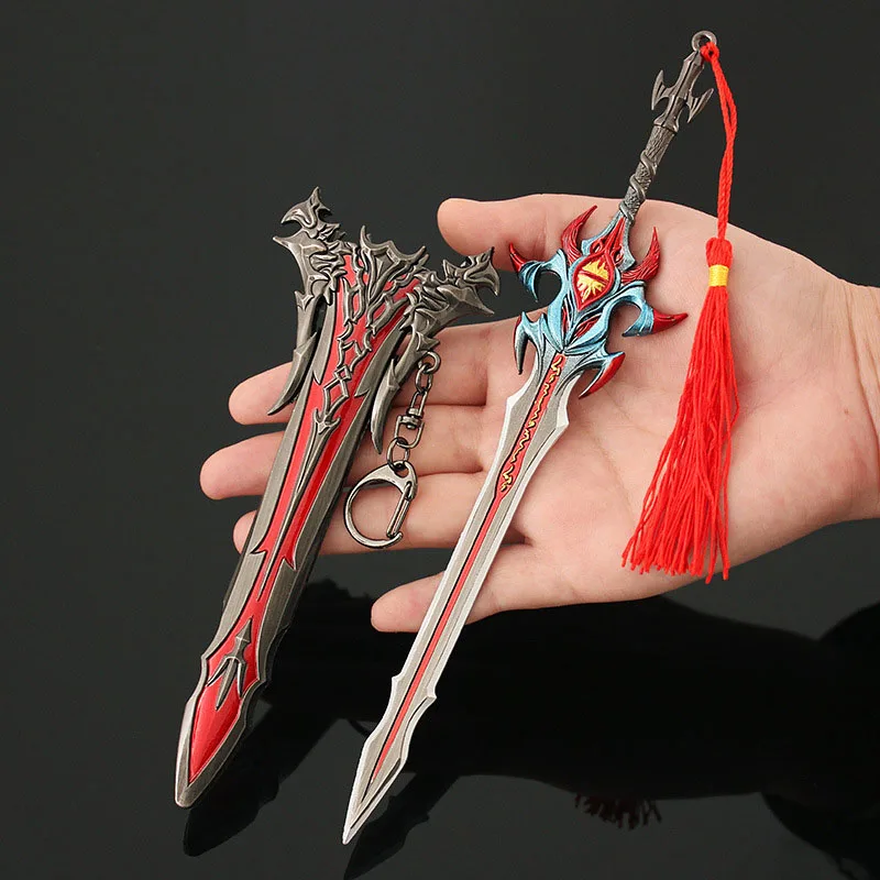 

22cm Ancient Famous Bronze Sword Anime Game Peripheral Full Metal Cold Weapon Greatsword Model Collections