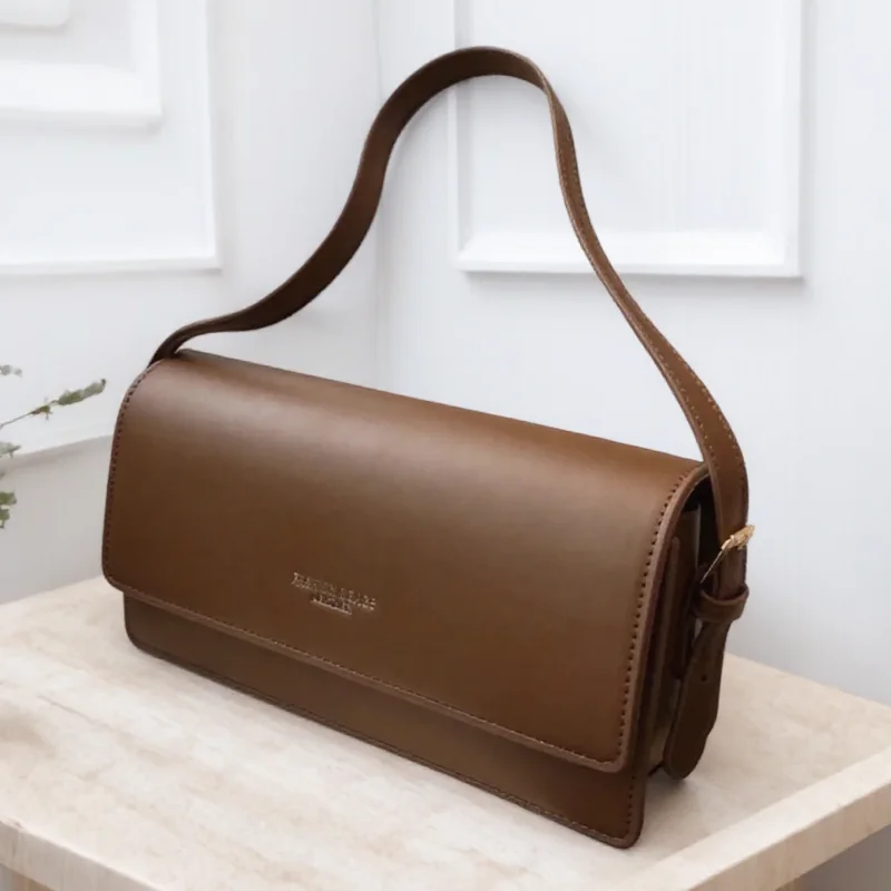 

Stylish PU Leather Long Shoulder Bag Spacious Simple Design for Phone Wallet Cosmetics Ideal for Daily Commute Party Date