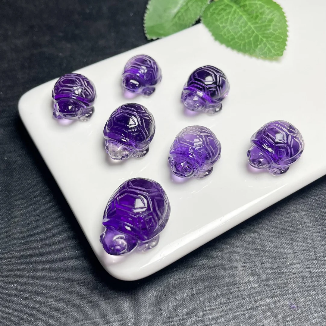 Natural Amethyst Tortoise Carving Making For Pendant Earring Bracelet Jewelry Gift DIY Accessories 21-31MM