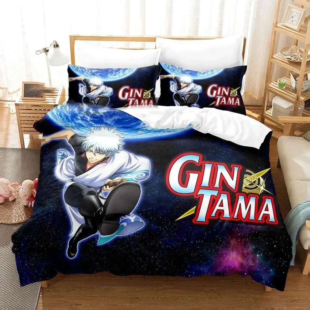 3D Printed Gintama Bedding Set Anime Gintoki Sakata Duvet Cover Double Twin Full Queen King Adult Kids Bedclothes Quilt Cover