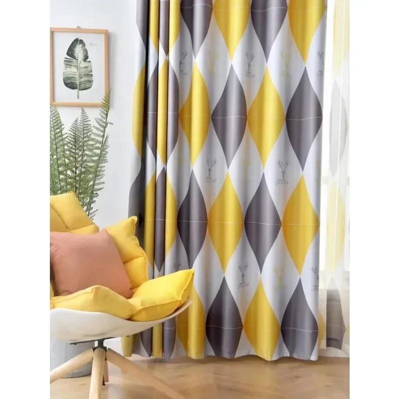 New Arrivals 1PC Style Diamond Shaped Space-time Curtain Nordic  Minimalist European Curtains For Living Room Window Curtain