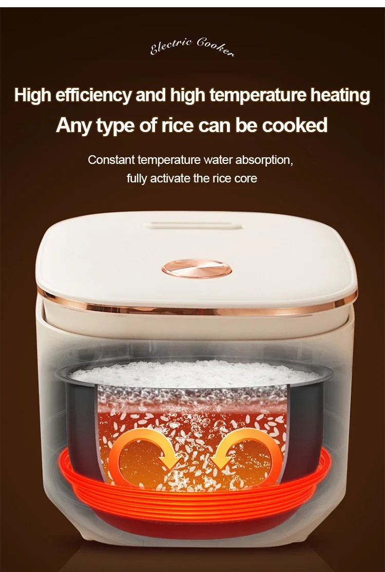 5 L Smart Food Cooke, Electric Multi Cooker Stainless Steel Steamer Multicooker Low Sugar Mini Rice Cooker