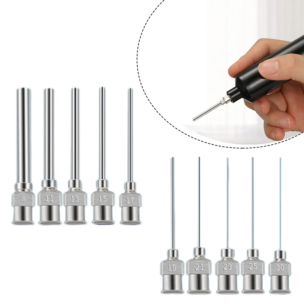 Aguja de máquina dispensadora de 25mm, máquina dispensadora de acero inoxidable, pegamento Industrial = aguja de inyección, fluidos de 8G-30G