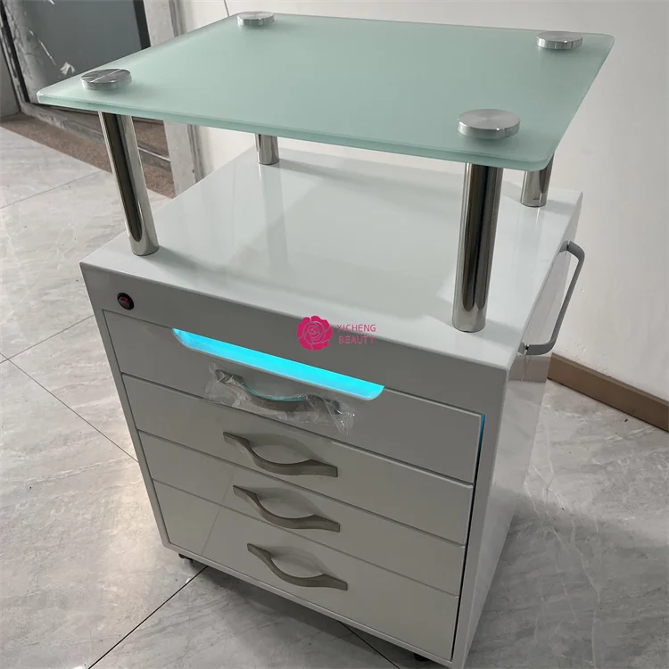 Yicheng Beauty Wholesale Blue Light Disinfection Cabinet Storage Trolley Cabinet for Barber Shop with Cheap Price