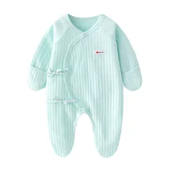 Newborn Jumpsuit Clothes Baby Cotton Rompers Infant Boys Girls With Anti - Scratch Glove Boneless Sewing 0-6 Month